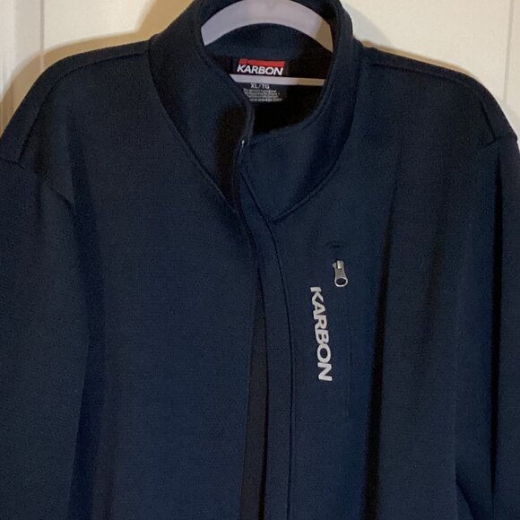 KARBON Men's Sweater Warm Jacket Size XL Full Front Zip Ski Skiing Navy Blue - Picture 2 of 7